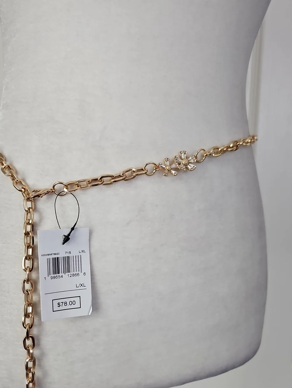 Kate Spade NY NWT Rhinestone Flowers Chain Belt